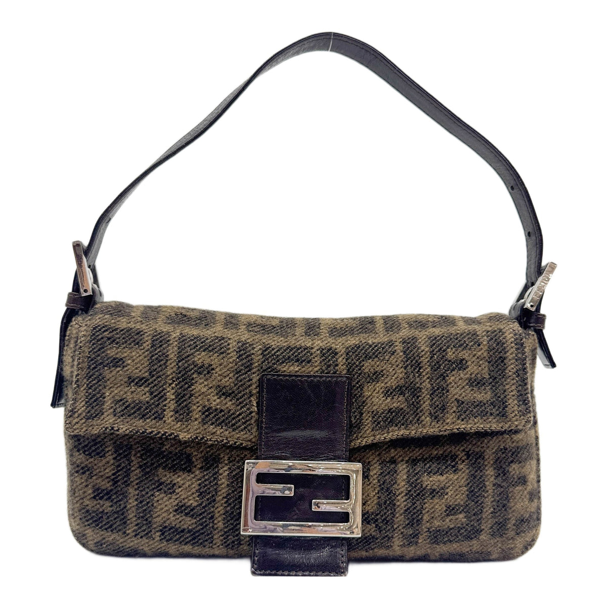 Baguette Brown Zucca Cashmere Shoulder Bag