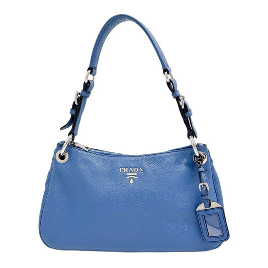 Silver Hardware Baby Blue Leather Shoulder Bag