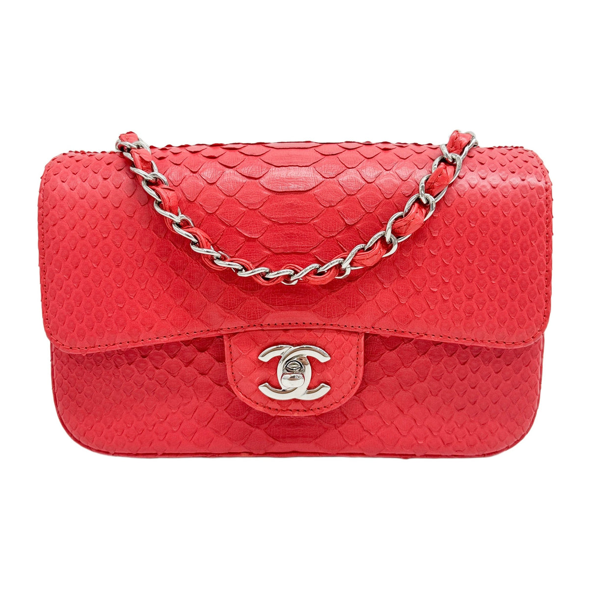 Classic Flap Red Python 2018 Silver Fitting Shoulder Bag