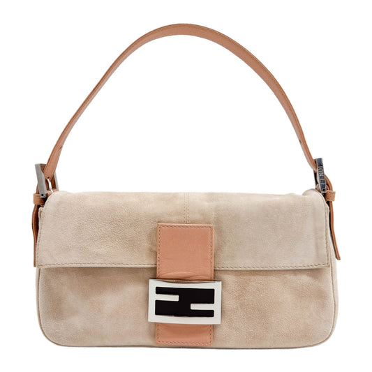 Baguette Salmon Pink Suede Shoulder Bag