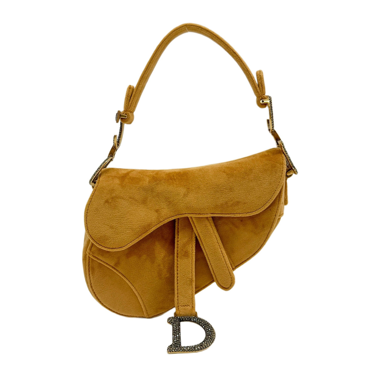 Mini Saddle Camel Brown Velvet Hand Bag