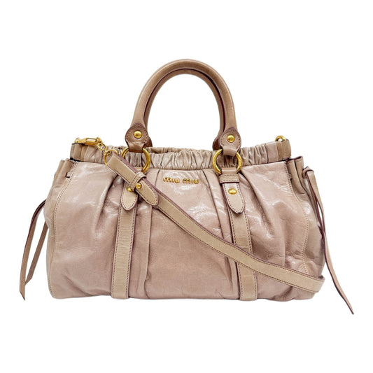 Vitello Beige Leather Two Way Bag