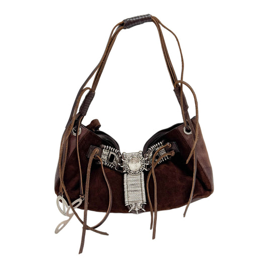 Brown Suede Shoulder Bag