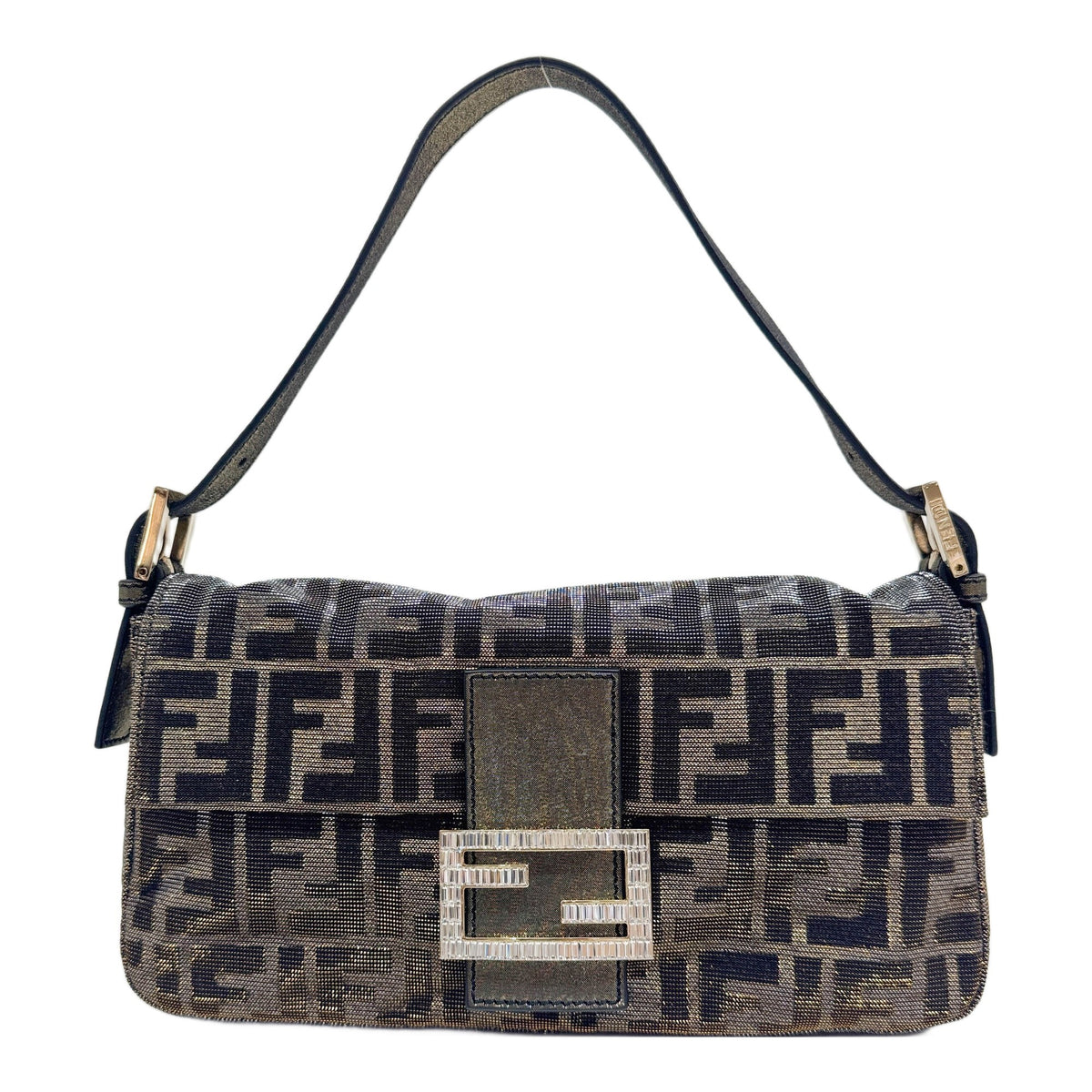 Baguette Iridescent Glitter Gold and Silver Zucca Canvas Shoulder Bag