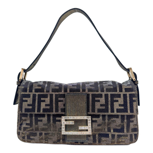 Baguette Iridescent Glitter Gold and Silver Zucca Canvas Shoulder Bag