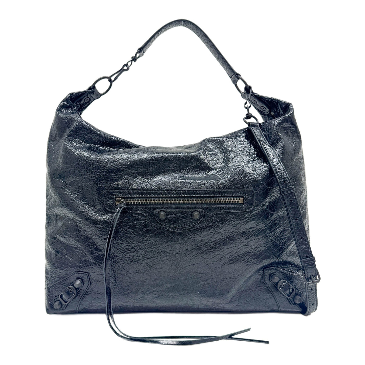 Medium Le City Hobo Black Arena Leather Shoulder Bag