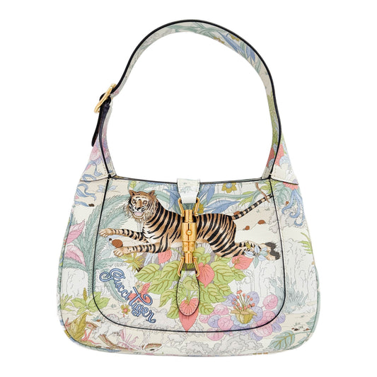 Jackie 1961 "Gucci Tiger" Print Multicolor Leather Shoulder Bag