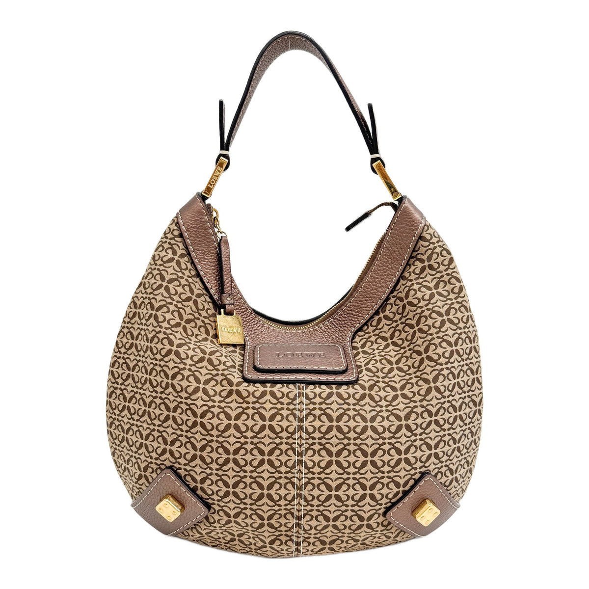 New Road Brown Anagram Canvas Shoulder Bag