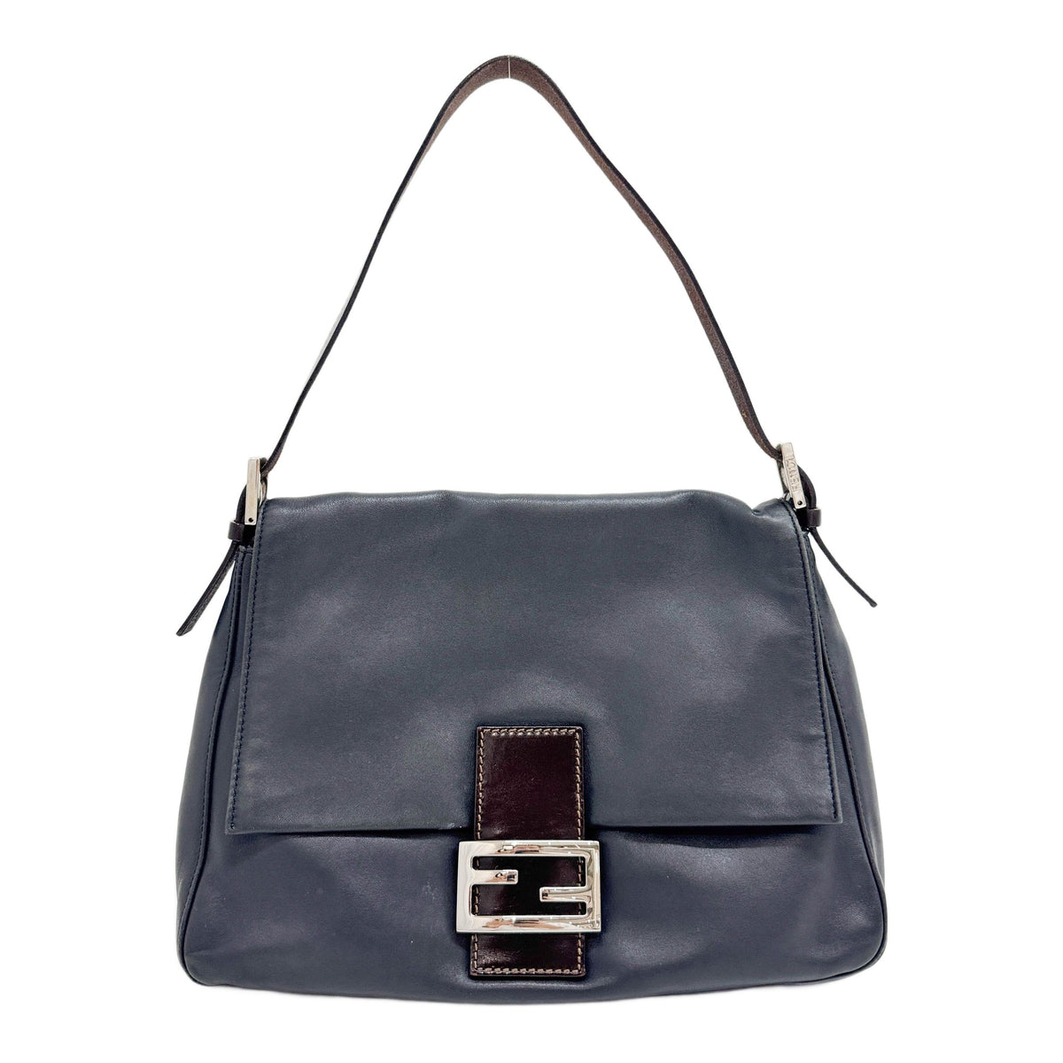 Mamma Baguette Charcoal Grey Leather Shoulder Bag
