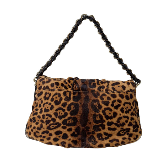 Mamma Baguette Leopard Print Pony Hair Shoulder Bag