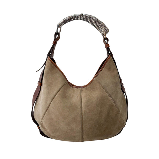Mombasa Beige Suede Shoulder Bag