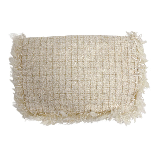 Ivory Tweed Oversized Clutch Bag