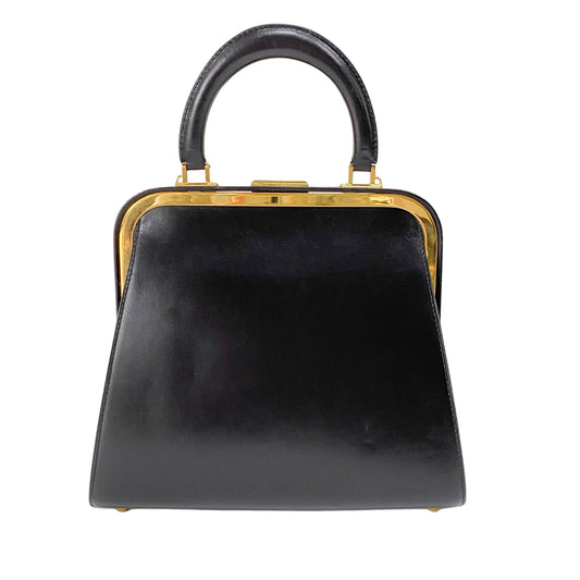 Black Leather Top Handle Bag