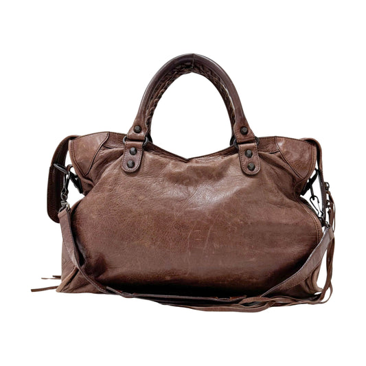 The City Brown Leather Shoulder Bag