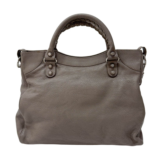 The Velo Grey Calfskin Leather Two Way Bag