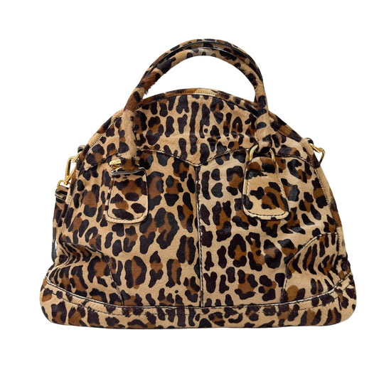 Leopard Print Brown Pony Hair Two Way Bag