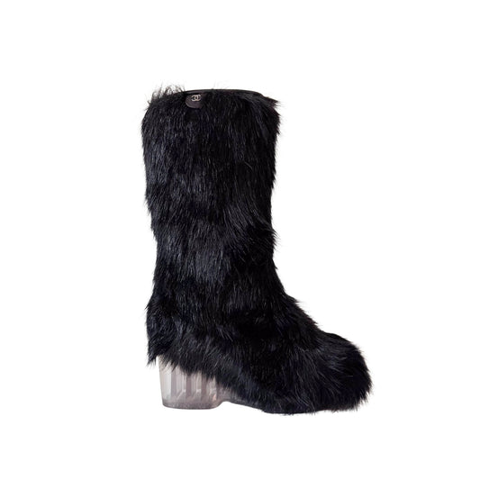 Size 37 1/2 Black Fur Boots