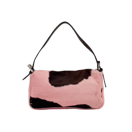Baguette Pink Pony Hair Shoulder Bag