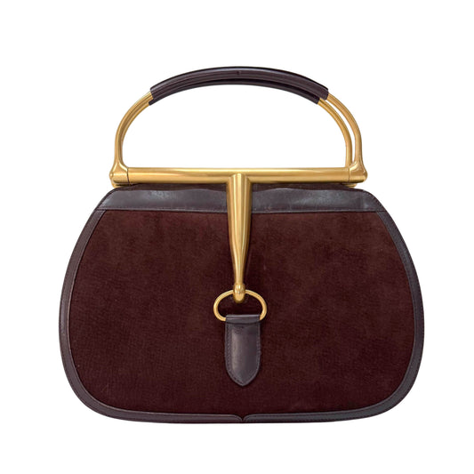Horsebit Dark Brown Suede Hand Bag