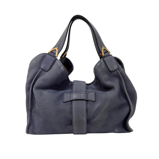 Stirrup Blue Leather Shoulder Bag