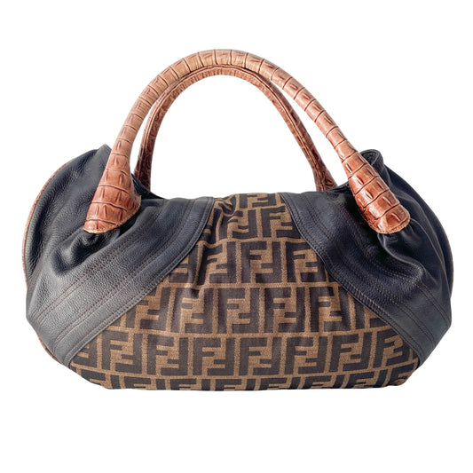 Spy Zucca Canvas & Leather Shoulder Bag