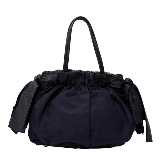 Green Snakeprint Nylon Shoulder Bag