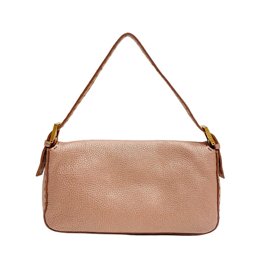 Selleria Baguette Rosegold Leather Shoulder Bag