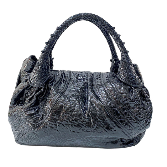 Spy Black Patent Leather Shoulder Bag