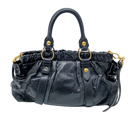 Vitello Black Calfskin Leather Two Way Bag