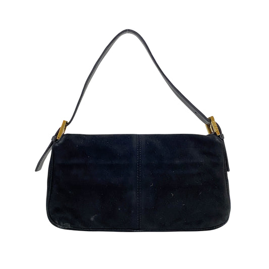 Baguette Black Suede Shoulder Bag