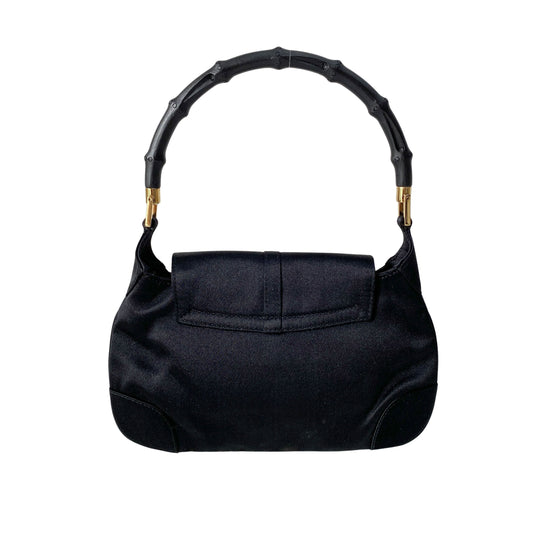 Bamboo Mini Black Satin Handbag