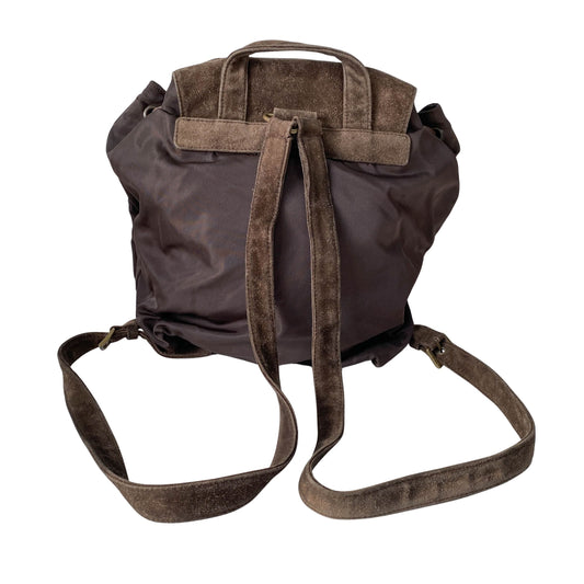 Brown Nylon & Suede Backpack