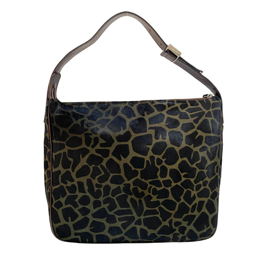 Brown Leopard Print Pony Hair Shoulder Bag
