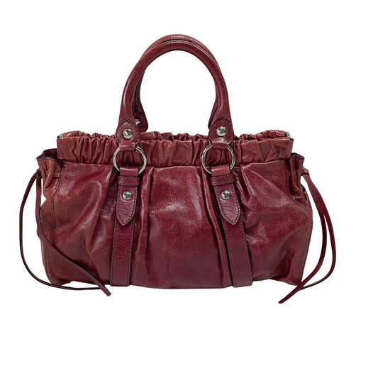 Vitello Red Calfskin Leather Two Way Bag