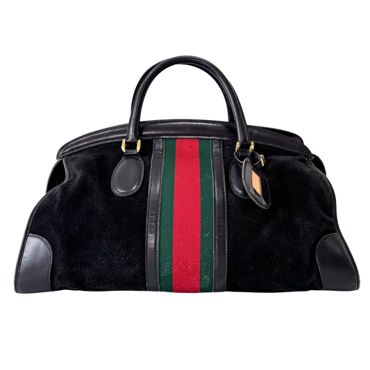 Sherry Black Suede Boston Bag