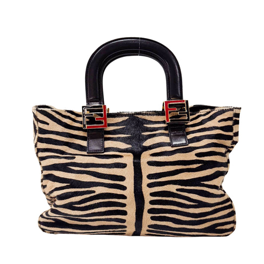 Yellow Zebra Print Pony Hair Handbag
