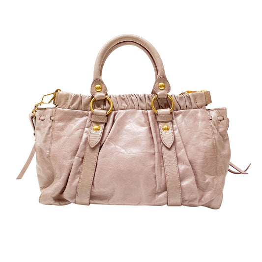Vitello Bauletto Lavender Calfskin Leather Two Way Bag