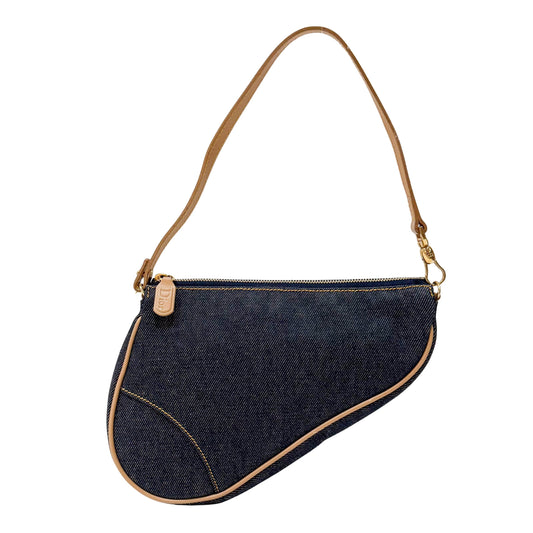 Saddle Blue Denim Shoulder Bag