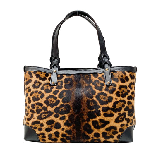 Brown Leopard Print Pony Hair Shoulder Bag