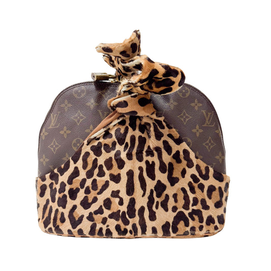 Monogram Leopard Print Pony Hair & Coated Canvas Shoulder Bag