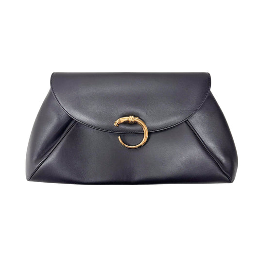 Panthère Black Calfskin Leather Clutch Bag