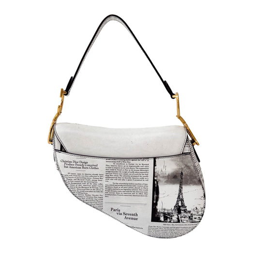 Limited Edition News Paper Saddle Shoulder Bag