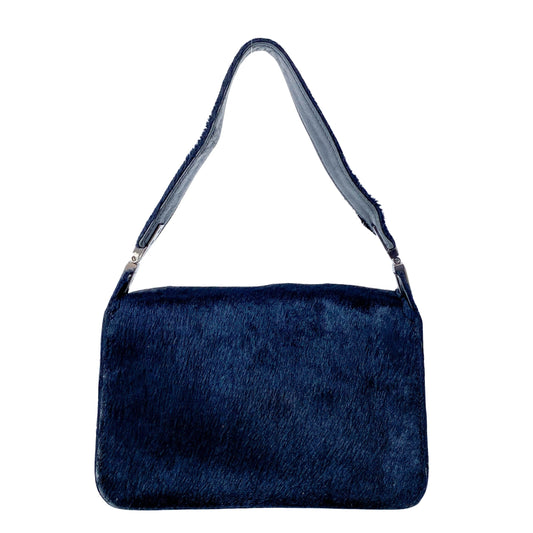 Mini Turn Lock Black Pony Hair Handle Bag