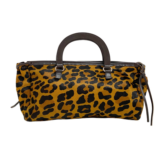 Leopard Print Pony Hair Handle Bag