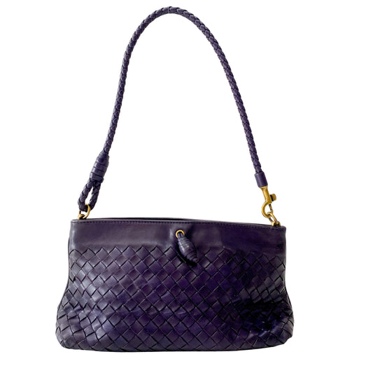Intrecciato Purple Leather Shoulder Bag