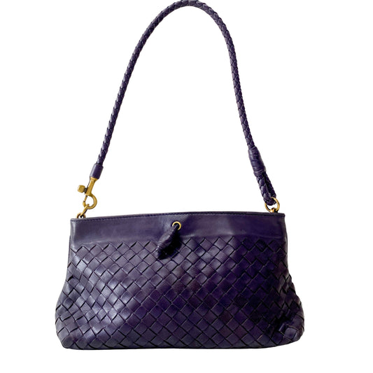 Intrecciato Purple Leather Shoulder Bag