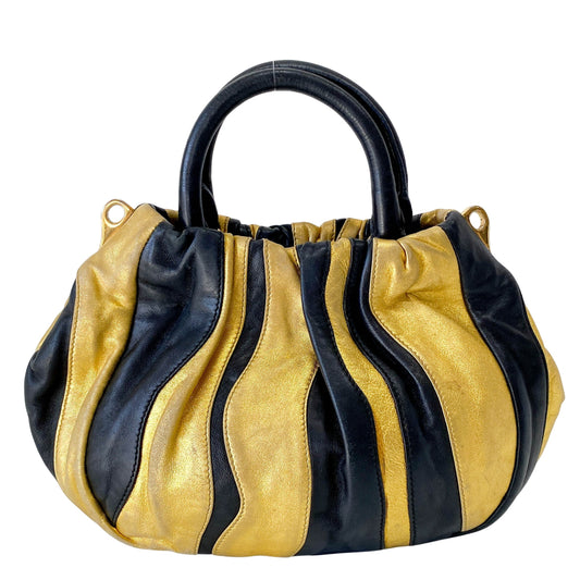 Nappa Stripes Gold/Black Bag