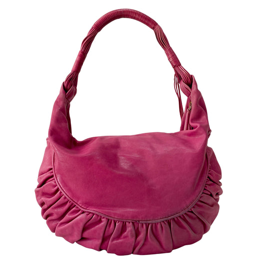 Pink Leather Hobo Shoulder Bag