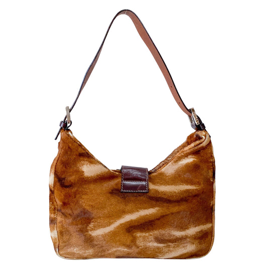Baguette Brown Pony Hair Hobo Shoulder Bag