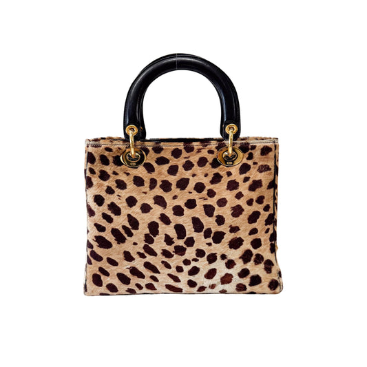 Lady Dior Leopard Pony Hair Hand Bag